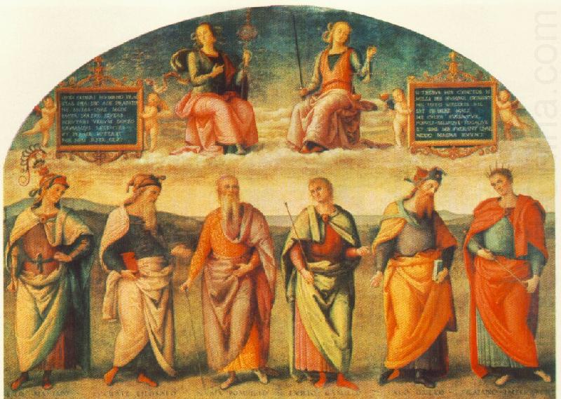 PERUGINO, Pietro Prudence and Justice with Six Antique Wisemen china oil painting image